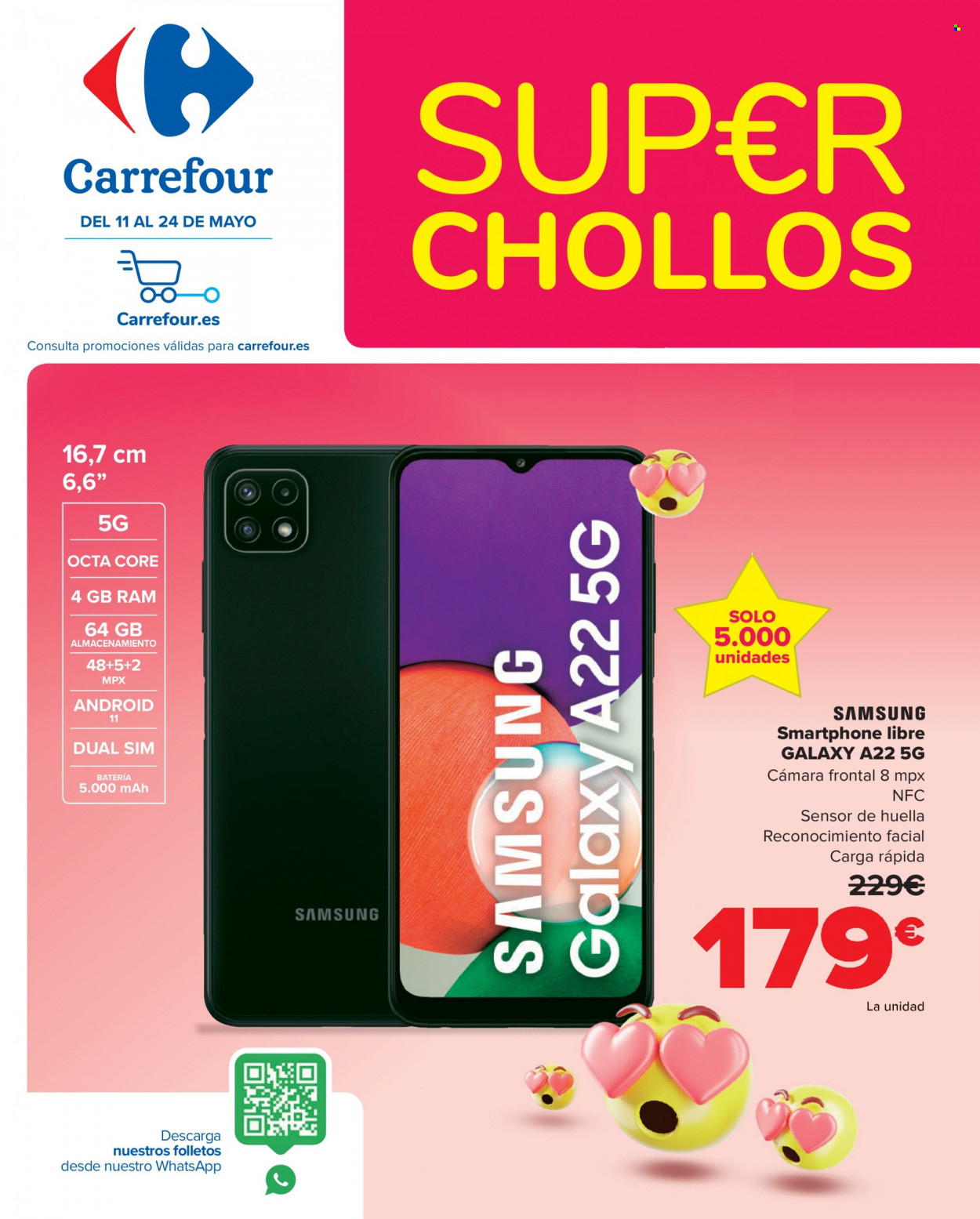 Folleto actual Carrefour - 11/05/22 - 24/05/22 - Ventas - Samsung, smartphone, celular. Página 1.