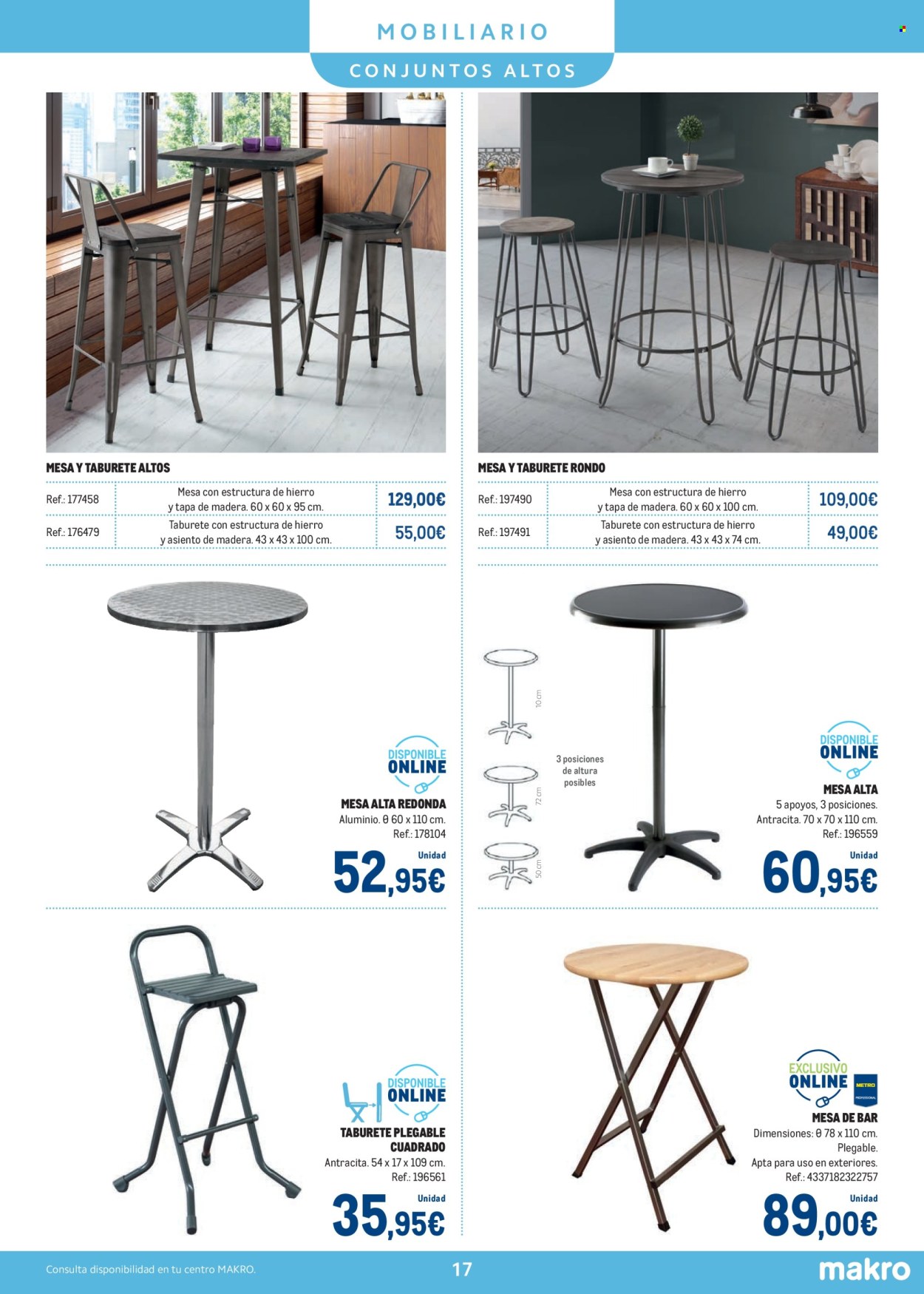 thumbnail - Folleto actual Makro - 04/03/24 - 05/05/24 - Ventas - mesa, mesa de bar, taburete. Página 17.