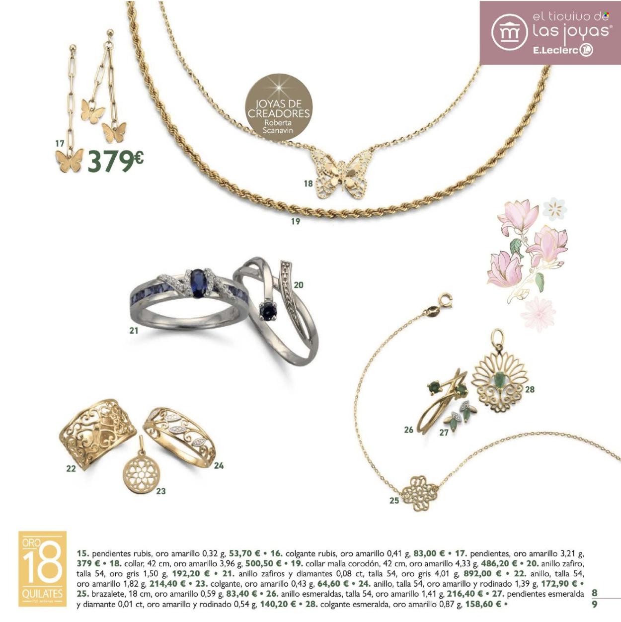 thumbnail - Folleto actual E.Leclerc - 10/04/24 - 15/06/24 - Ventas - collar, anillo, joyas, pendientes. Página 9.