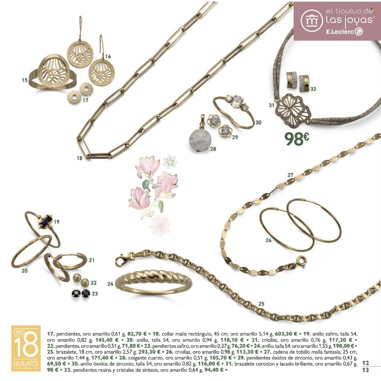 thumbnail - Folleto actual E.Leclerc - 10/04/24 - 15/06/24 - Ventas - collar, anillo, joyas, pendientes. Página 13.