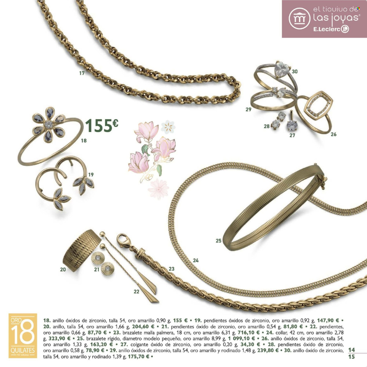 thumbnail - Folleto actual E.Leclerc - 10/04/24 - 15/06/24 - Ventas - palmerita, collar, anillo, joyas, pendientes. Página 15.