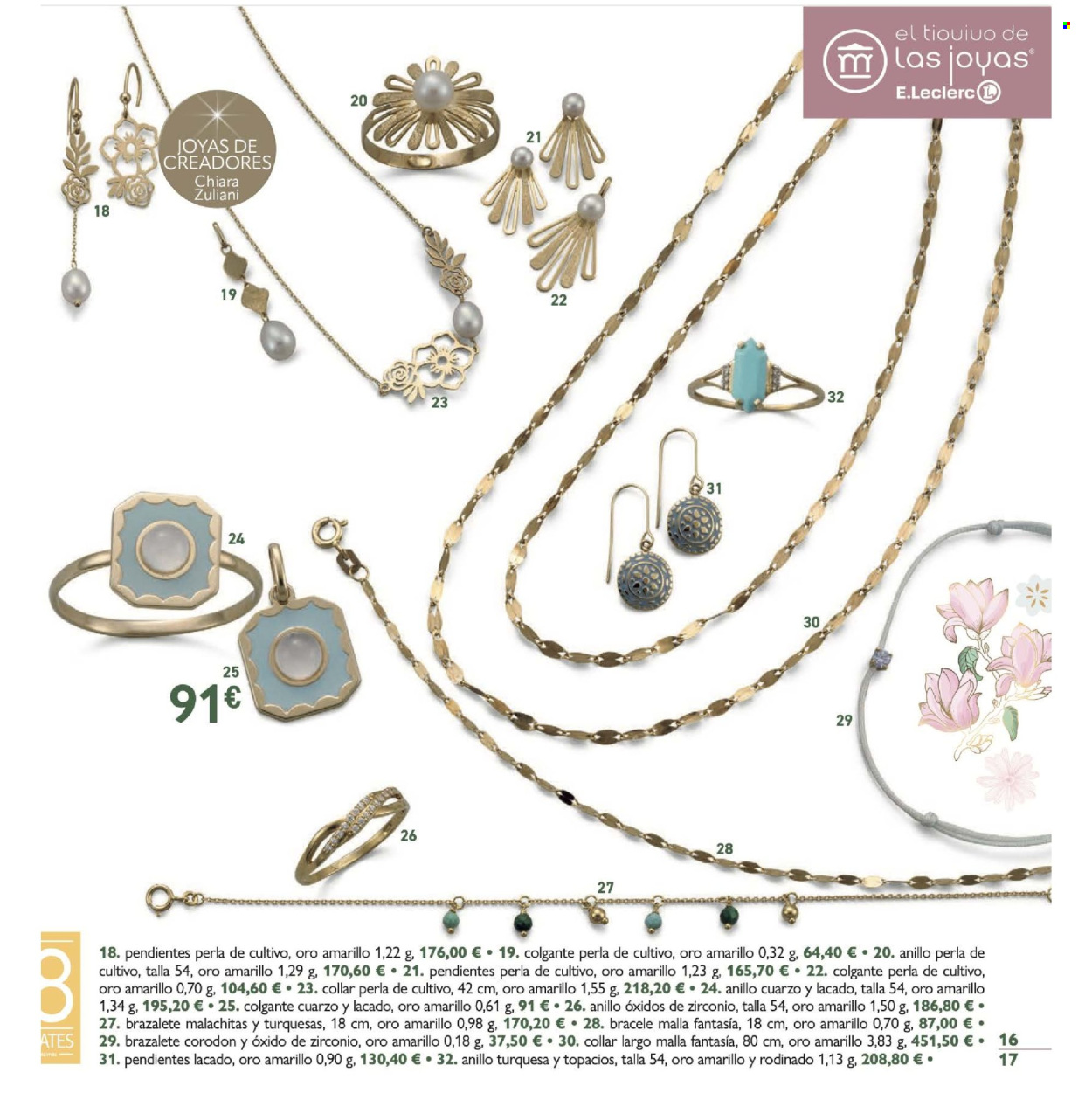 thumbnail - Folleto actual E.Leclerc - 10/04/24 - 15/06/24 - Ventas - collar, anillo, joyas, pendientes. Página 17.