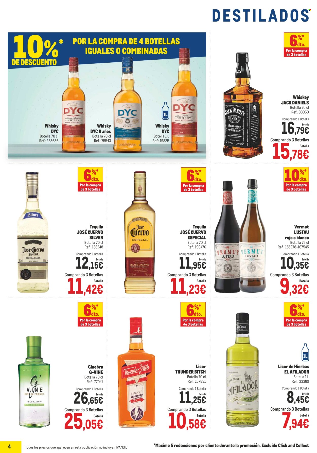 thumbnail - Folleto actual Makro - 01/04/24 - 05/05/24 - Ventas - bebida alcohólica, José Cuervo, DYC, gin, Jack Daniel’s, licor, licor de hierbas, tequila, vermouth, whisky. Página 4.