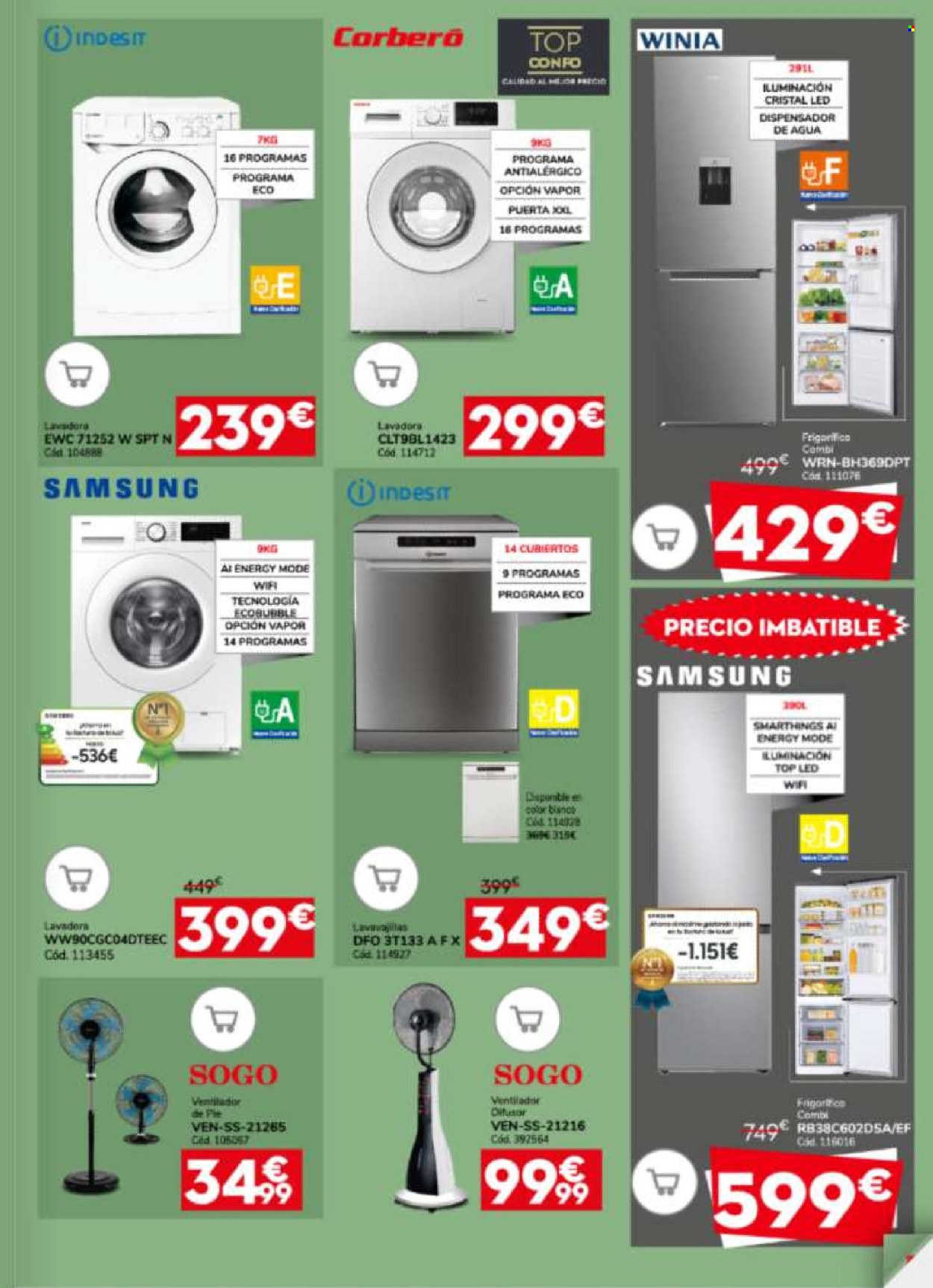 thumbnail - Folleto actual Conforama - 04/04/24 - 01/05/24 - Ventas - Indesit, lavavajillas, difusor, Samsung, frigorífico, frigorífico combi, lavadora, ventilador. Página 15.