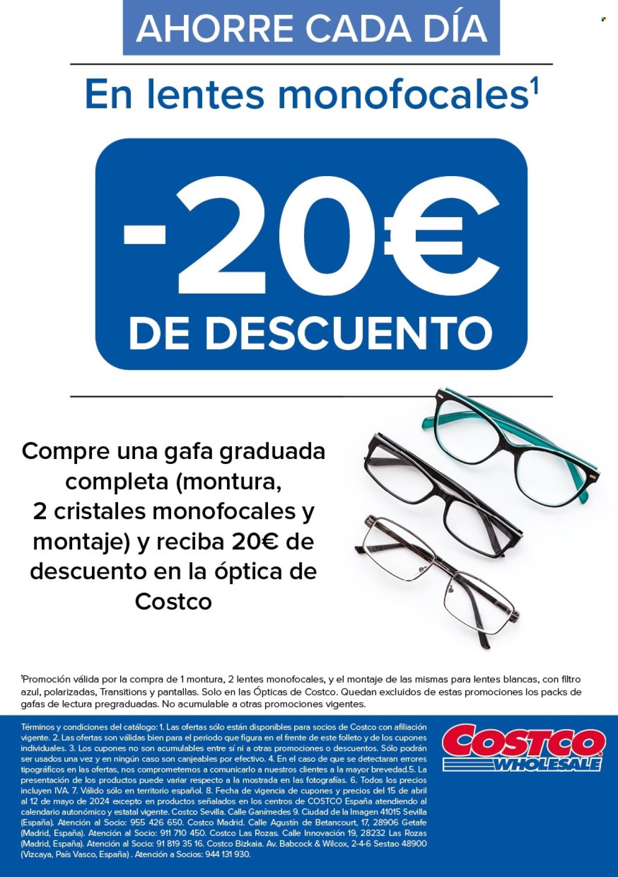 thumbnail - Folleto actual Costco - 15/04/24 - 12/05/24 - Ventas - Gafa, gafas, lentes de lectura. Página 24.