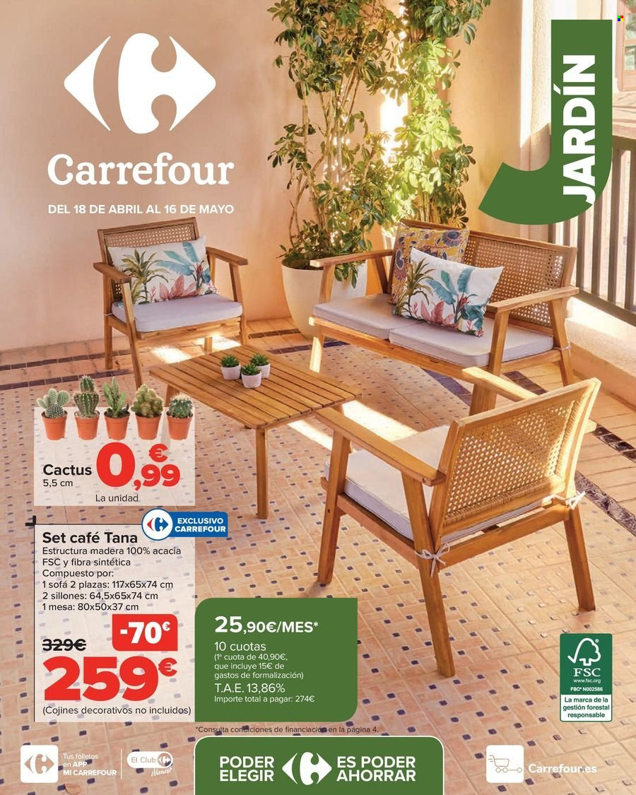 thumbnail - Folleto actual Carrefour - 18/04/24 - 16/05/24 - Ventas - cactus, mueble de jardín. Página 1.