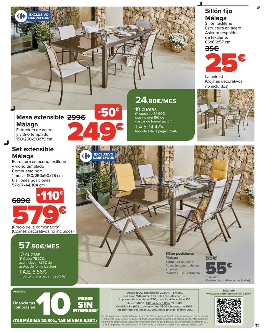 thumbnail - Folleto actual Carrefour - 18/04/24 - 16/05/24 - Ventas - silla plegable, sillón, mesa, mesa plegable. Página 11.