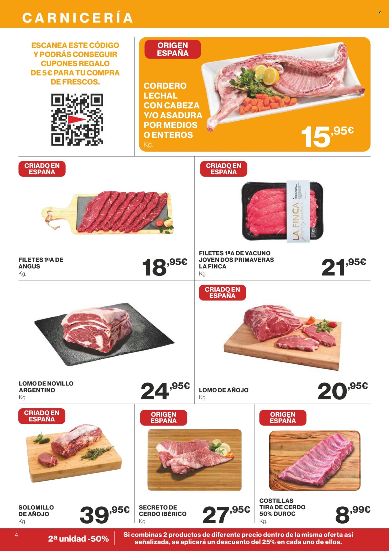 thumbnail - Folleto actual Supercor supermercados - 25/04/24 - 08/05/24 - Ventas - lomo, solomillo, cerdo ibérico, costilla, secreto de cerdo, angus, carne de añojo, cordero, cordero lechal. Página 4.