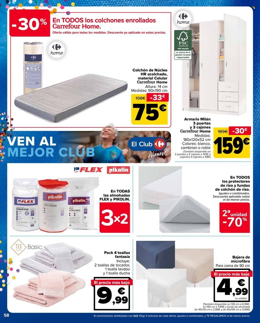 thumbnail - Folleto actual Carrefour - 25/04/24 - 09/05/24 - Ventas - bajera, armario, almohada, colchón. Página 58.