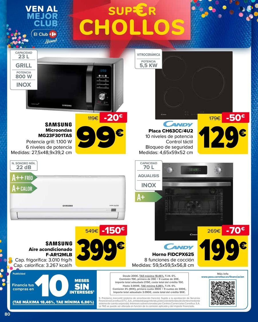 thumbnail - Folleto actual Carrefour - 25/04/24 - 09/05/24 - Ventas - Samsung, microondas, Candy, aire acondicionado, horno. Página 80.