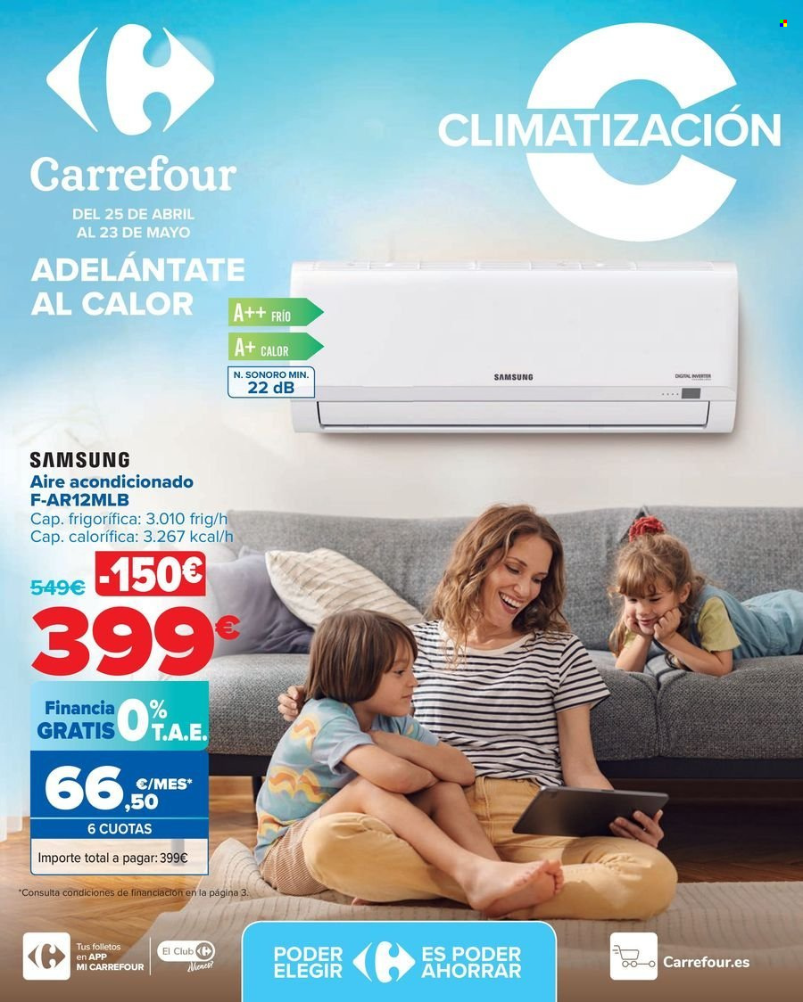thumbnail - Folleto actual Carrefour - 25/04/24 - 23/05/24 - Ventas - Samsung, aire acondicionado. Página 1.