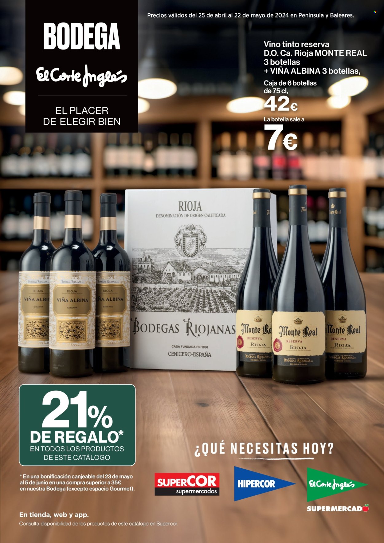 thumbnail - Folleto actual Supercor supermercados - 25/04/24 - 22/05/24 - Ventas - bebida alcohólica, vino, vino tinto, Rioja. Página 1.