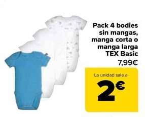 TEX - Pack 4 Bodies Sin Mangas, Manga Corta O Manga Larga