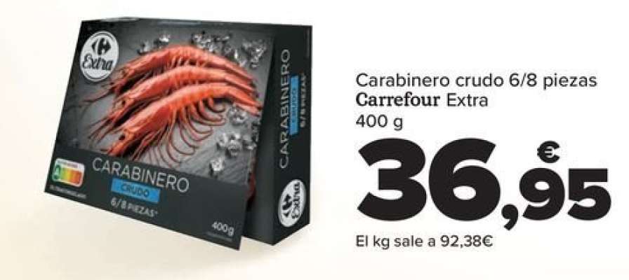 Carrefour - Carabinero Crudo 6/8 Piezas Extra