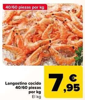 Langostino cocido 40/60 piezas por kg