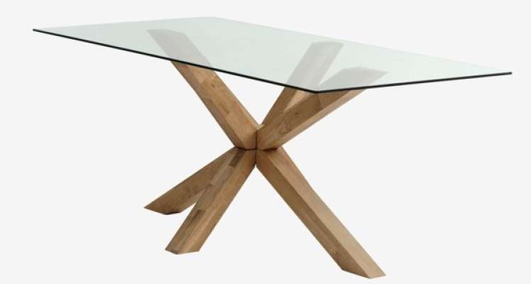 Mesa de comedor AGERBY 90x190 cristal/roble