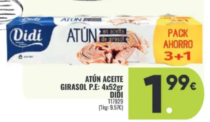 ATÚN ACEITE GIRASOL P.E: 4x52gr DIDI