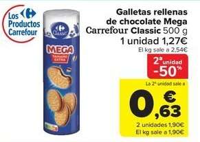 Carrefour - Galletas Rellenas De Chocolate Mega Classic