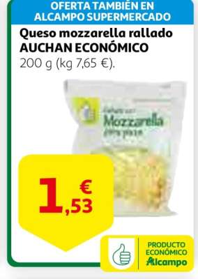 Queso mozzarella rallado AUCHAN ECONÓMICO