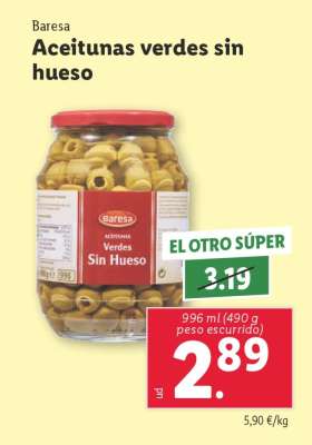 Aceitunas verdes sin hueso