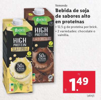 Vemondo Bebida de soja de sabores alto en proteínas