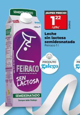 Leche sin lactosa semidesnatada