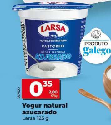 Yogur natural azucarado