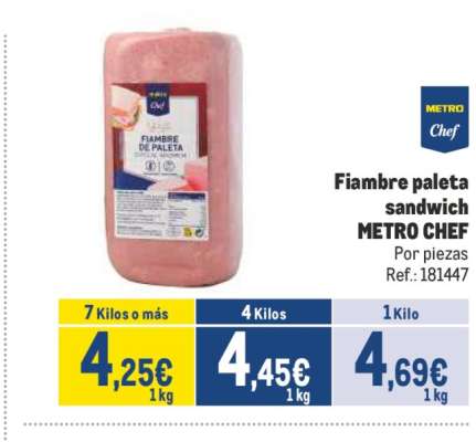 Fiambre paleta sandwich METRO CHEF