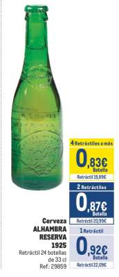 CERVEZA “ALHAMBRA RESERVA 1925”.