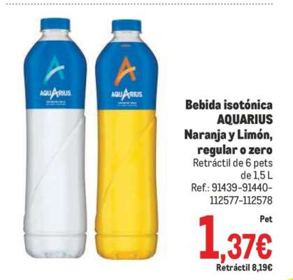 BEBIDA ISOTÓNICA “AQUARIUS”.