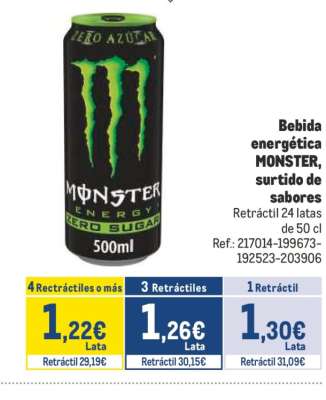 Bebida energética MONSTER, surtido de sabores