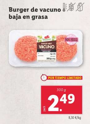 Burger de vacuno baja en grasa