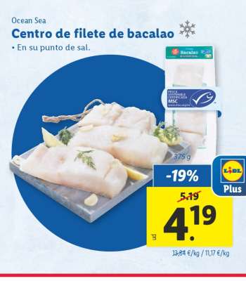 Centro de filete de bacalao