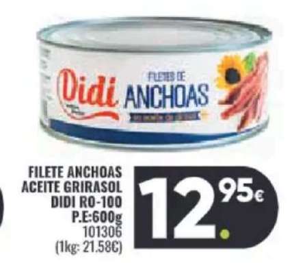 FILETE ANCHOAS ACEITE GRIRASOL DIDI RO-100