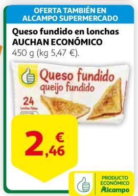 Queso fundido en lonchas AUCHAN ECONÓMICO