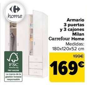 Carrefour - Armario  3 Puertas  Y 3 Cajones  Milan  Home