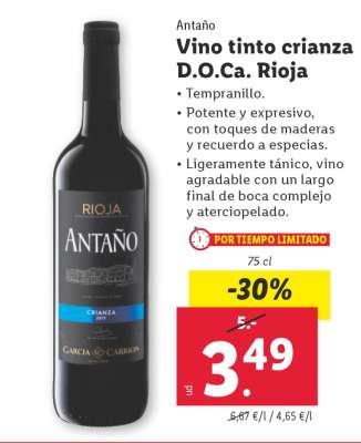 Antaño Vino tinto crianza D.O.Ca. Rioja