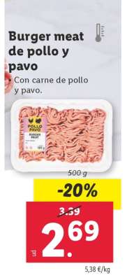 Burger meat de pollo y pavo