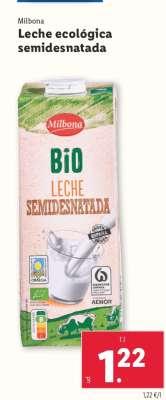 Milbona Leche ecológica semidesnatada