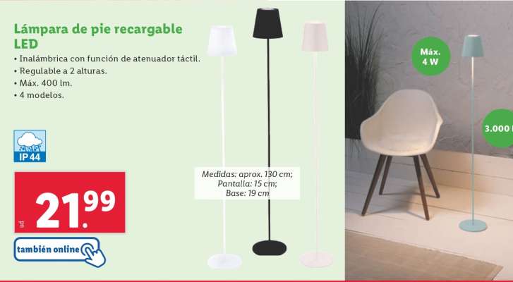 Lámpara de pie recargable LED
