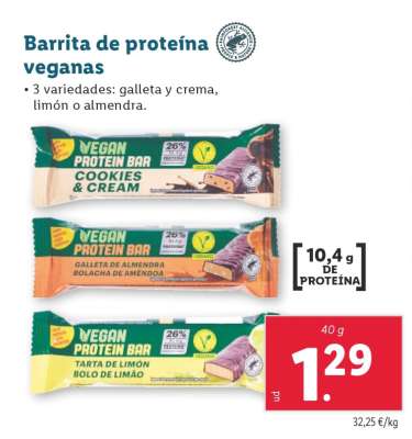 Barrita de proteína veganas