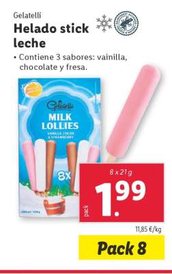 Gelatelli Helado stick leche