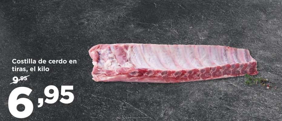 Costilla de cerdo en tiras, el kilo