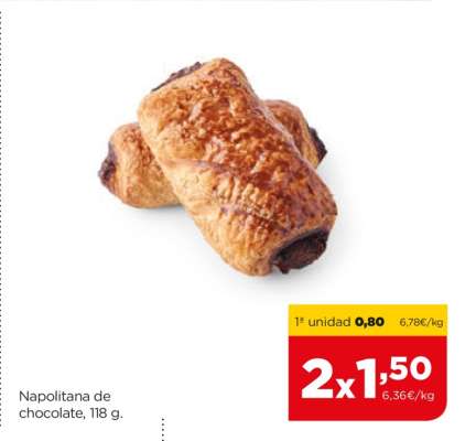 Napolitana de chocolate, 118 g.
