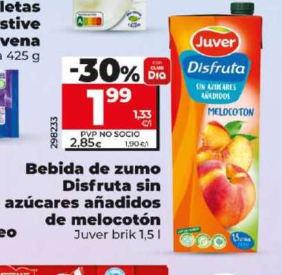 Juver Disfruta sin azúcares añadidos de melocotón