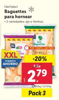 Baguettes para hornear