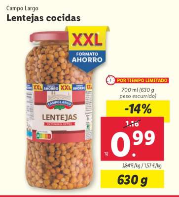 Campo Largo Lentejas cocidas