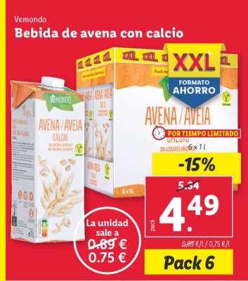 Vemondo Bebida de avena con calcio