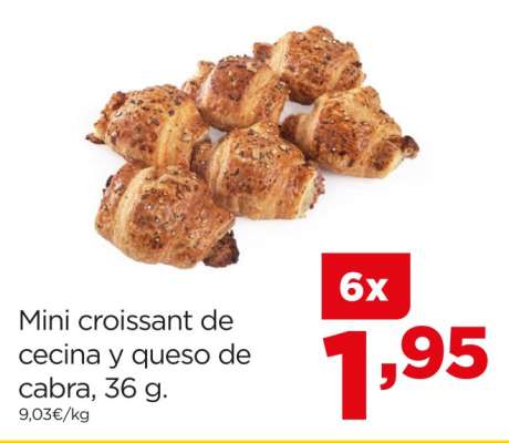 Mini croissant de cecina y queso de cabra, 36 g.