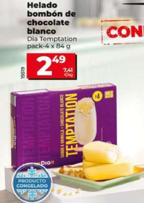 Helado bombón de chocolate blanco